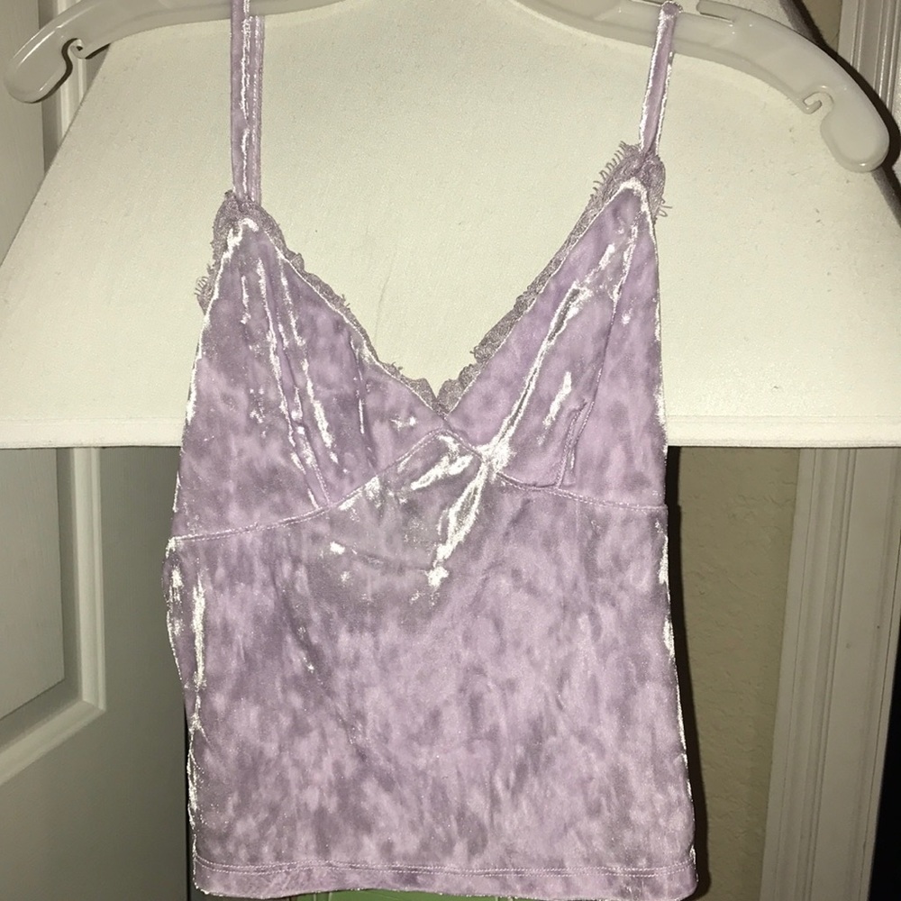 Lilac velvet spaghetti strap crop top
